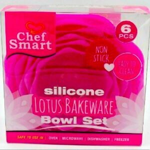 Chef Smart Silicone Lotus Bakeware Bowl 6 Piece Set
